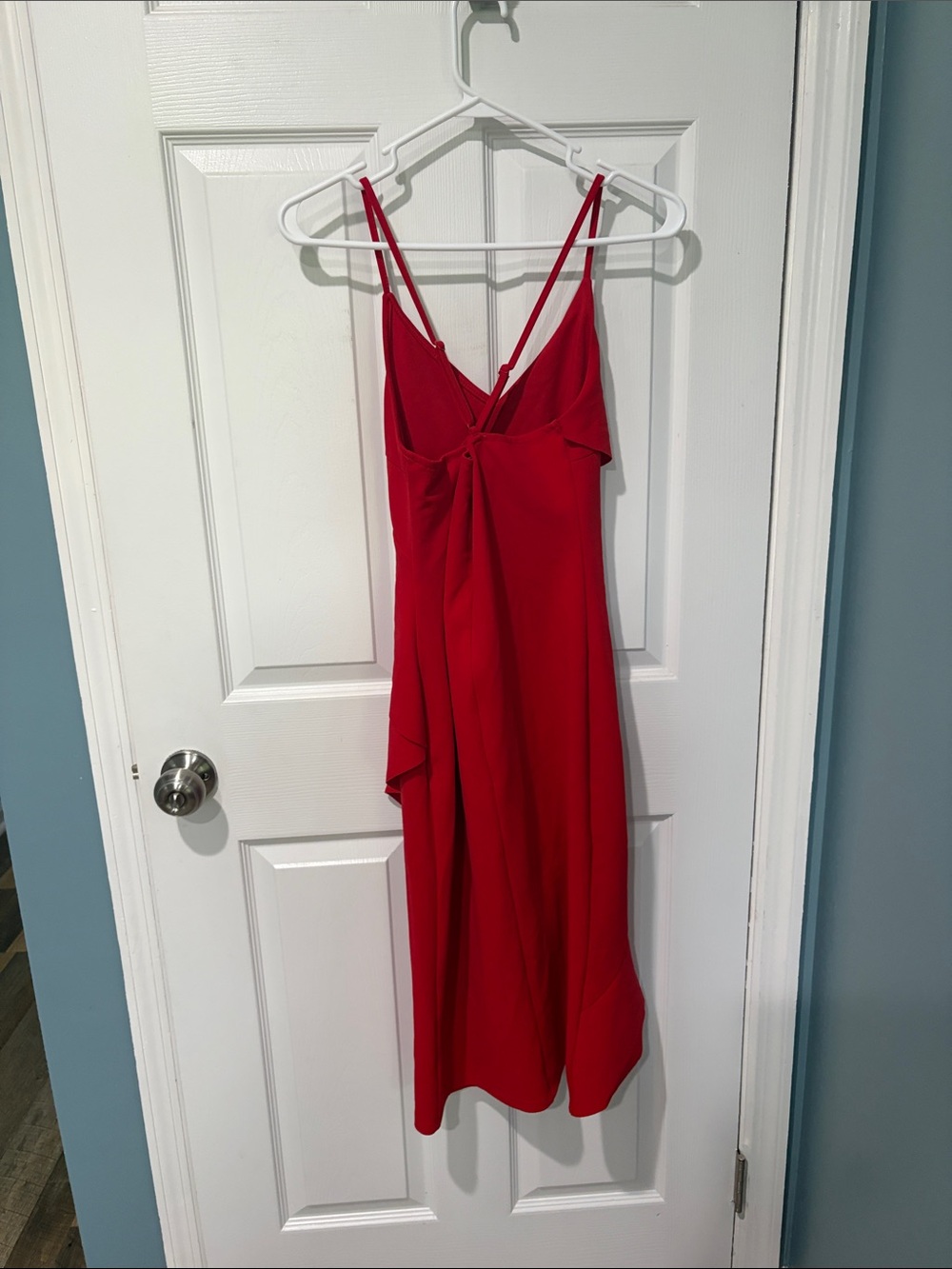 She + Sky Red Ruffle High-Low Slip Dress - Picture 2 of 4